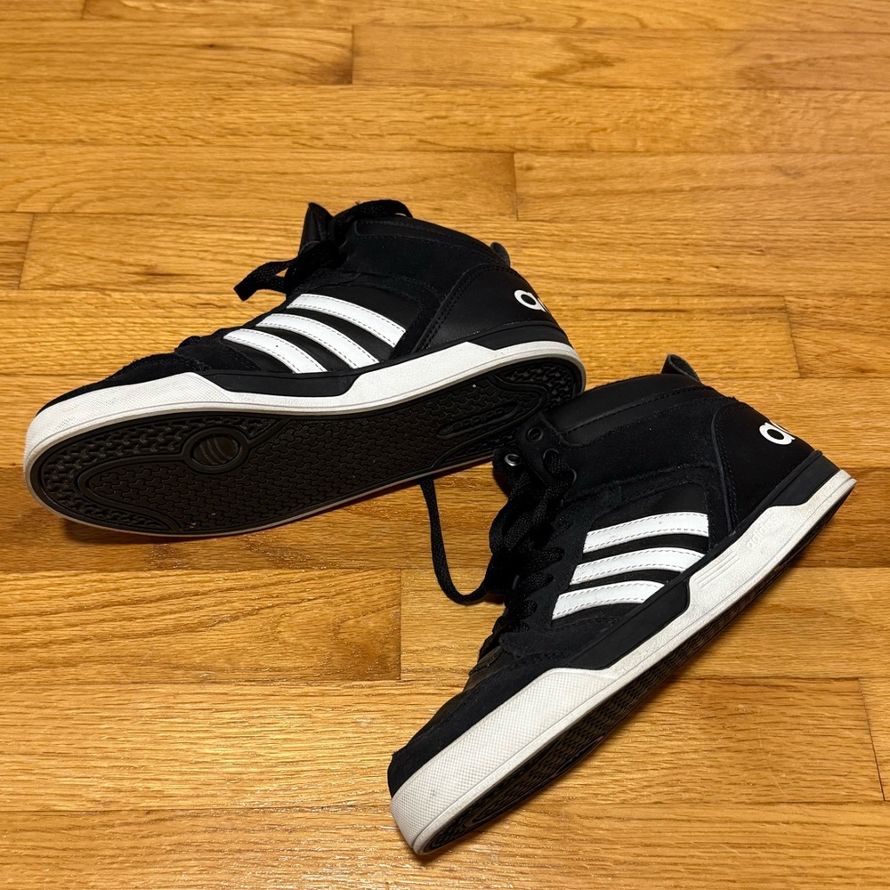 Adidas Black and White High-Top Sneakers